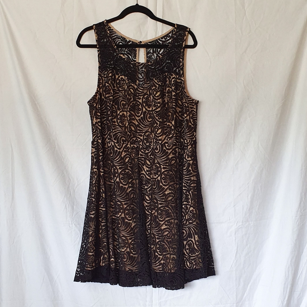 F21 plus black and nude lace skater dress
